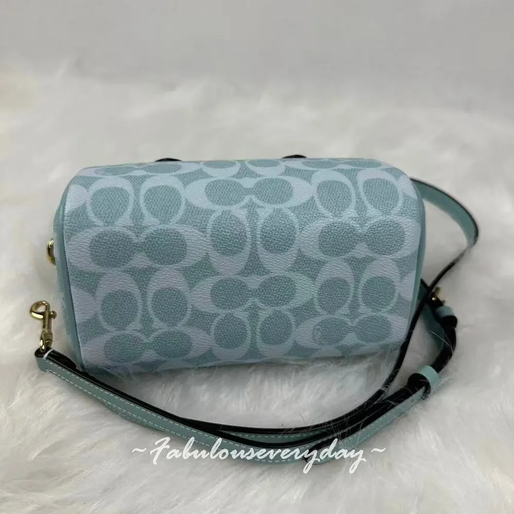 Coach Mini Rowan Crossbody Bag In Signature Canvas/Gold/Light Blue CEY63